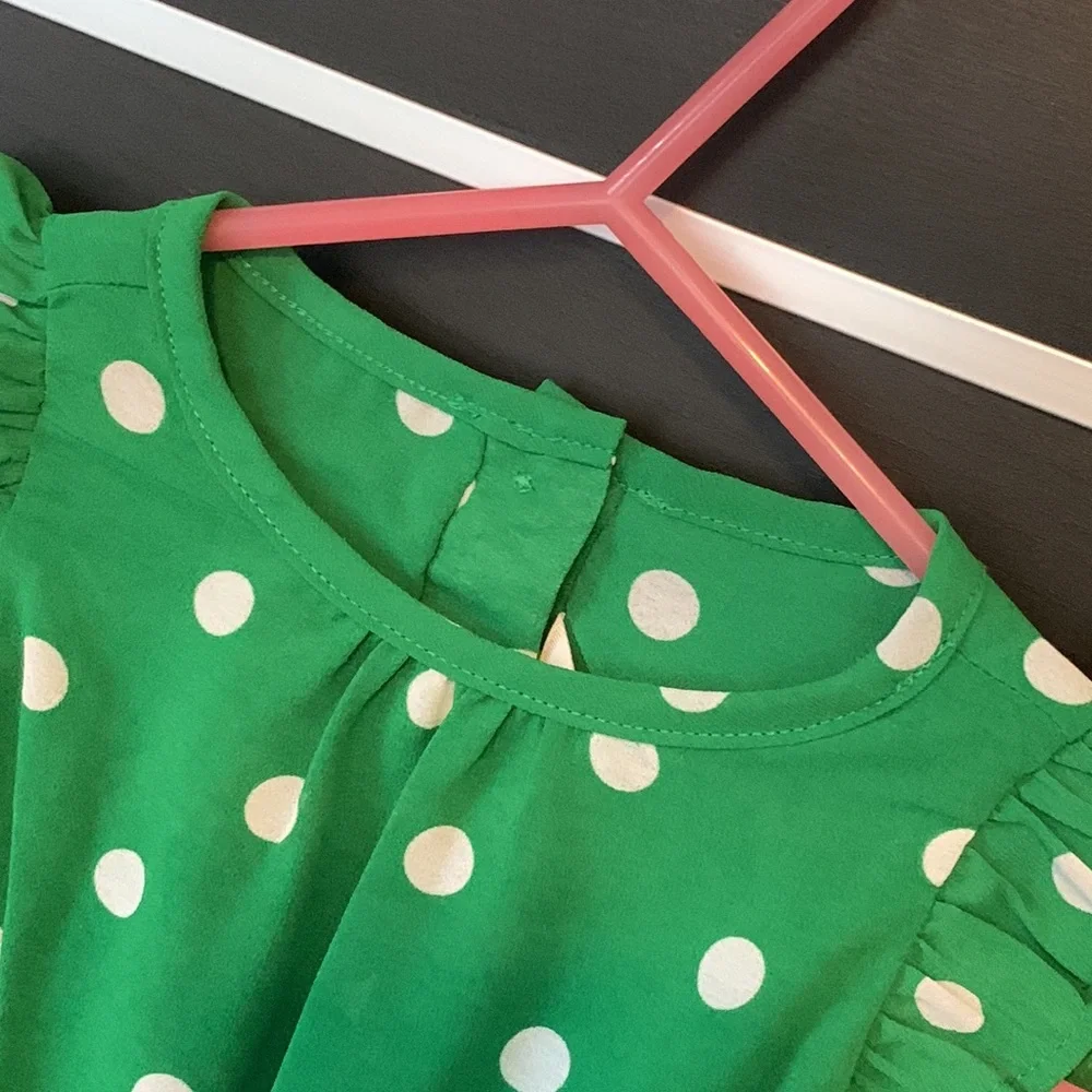 NWOT - Janie and Jack Green Chiffon Dotted Dress & Bloomer Set